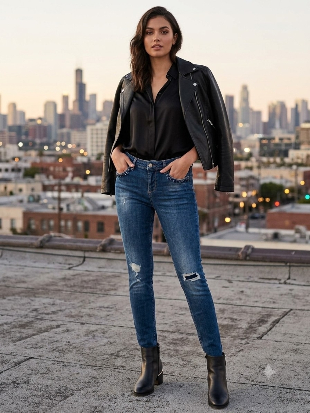 Liu Jo Dark Blue Skinny Jeans with Subtle Distress